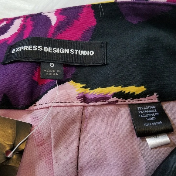 Express Floral Skirt Single Pleat Pink Black Roses - Picture 5 of 6